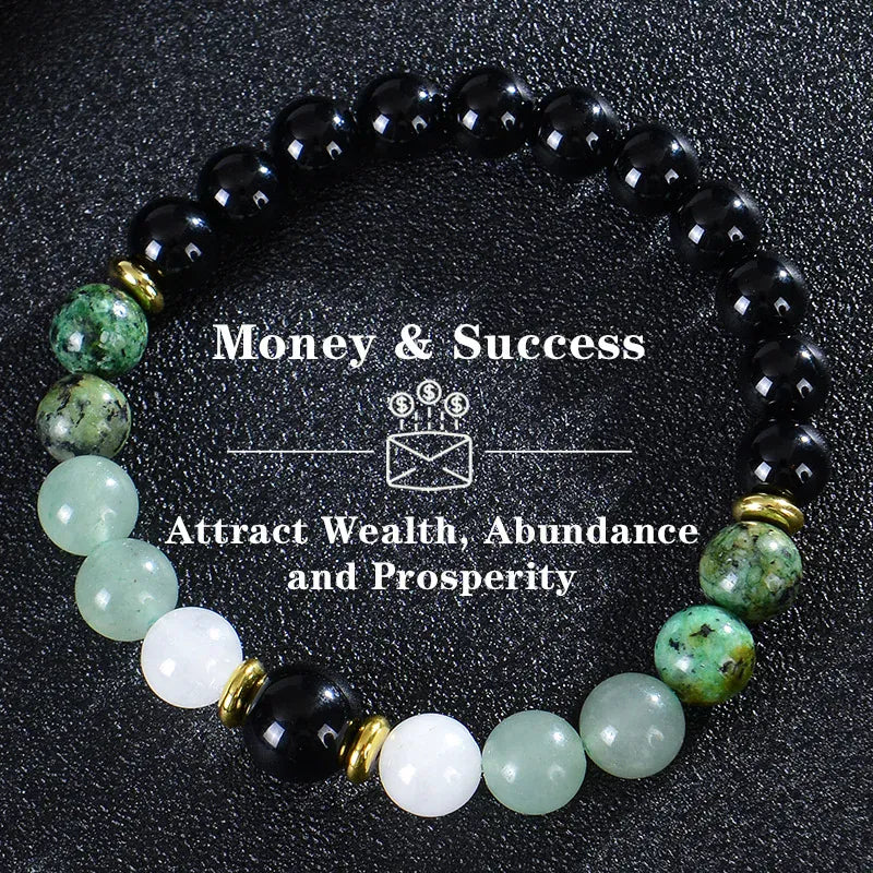 Healing Crystal Bracelet for Women 8mm Crystal Natural Stone Beads Wealth Money Success Bracelet Good Luck Jewelry Gift