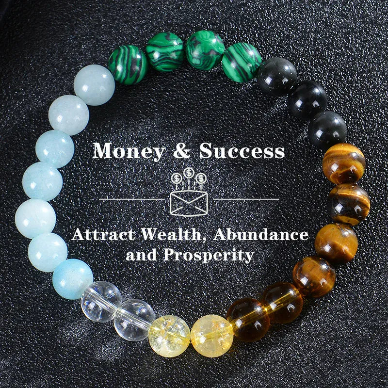 Healing Crystal Bracelet for Women 8mm Crystal Natural Stone Beads Wealth Money Success Bracelet Good Luck Jewelry Gift
