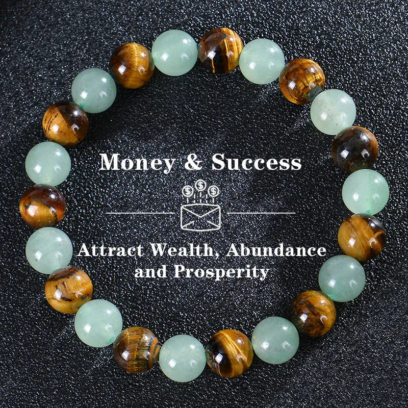 Healing Crystal Bracelet for Women 8mm Crystal Natural Stone Beads Wealth Money Success Bracelet Good Luck Jewelry Gift