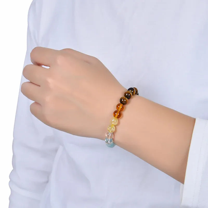 Healing Crystal Bracelet for Women 8mm Crystal Natural Stone Beads Wealth Money Success Bracelet Good Luck Jewelry Gift