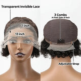 8-inch kinky curly pixie bob human hair wig with transparent lace front by HSF Marketplace