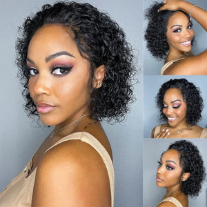 High Quality Curly Pixie Cut Wigs 13*4 Lace Frontal Wigs 15A Brazilian Virgin Human Hair Natural Short Hair Style 250% Density