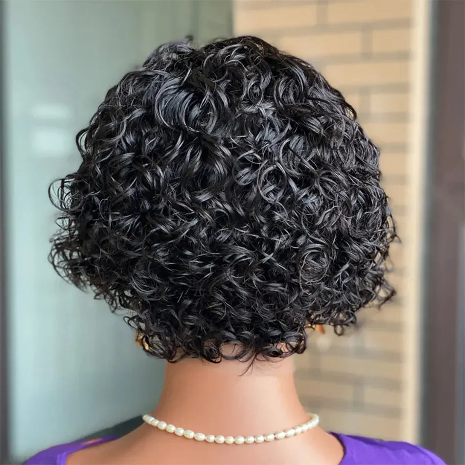 High Quality Curly Pixie Cut Wigs 13*4 Lace Frontal Wigs 15A Brazilian Virgin Human Hair Natural Short Hair Style 250% Density