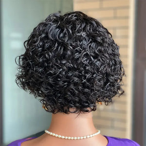 High Quality Curly Pixie Cut Wigs 13*4 Lace Frontal Wigs 15A Brazilian Virgin Human Hair Natural Short Hair Style 250% Density