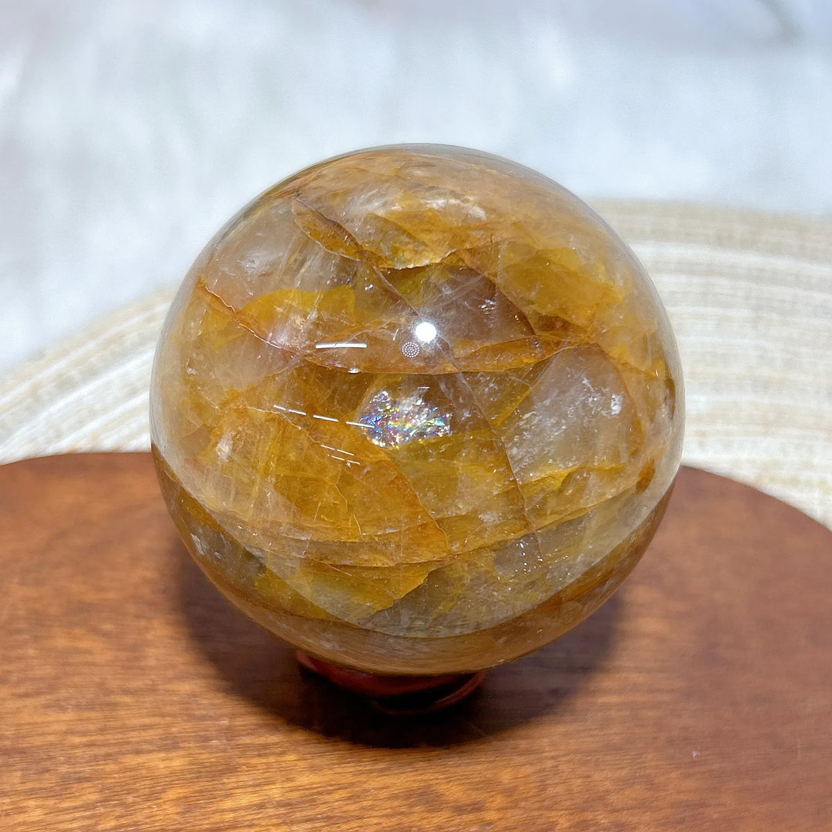 High Quality Healing Natural Crystal Golden Healer Sphere Polished Ball Mineral Reiki Ornament Home Decorations Room Decor Gift
