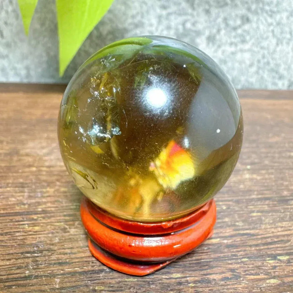 High Quality Natural Crystals Smokey Citrine Quartz Rainbow Sphere Cute Size Carckle Ball  Giftgift