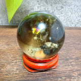 High Quality Natural Crystals Smokey Citrine Quartz Rainbow Sphere Cute Size Carckle Ball  Giftgift