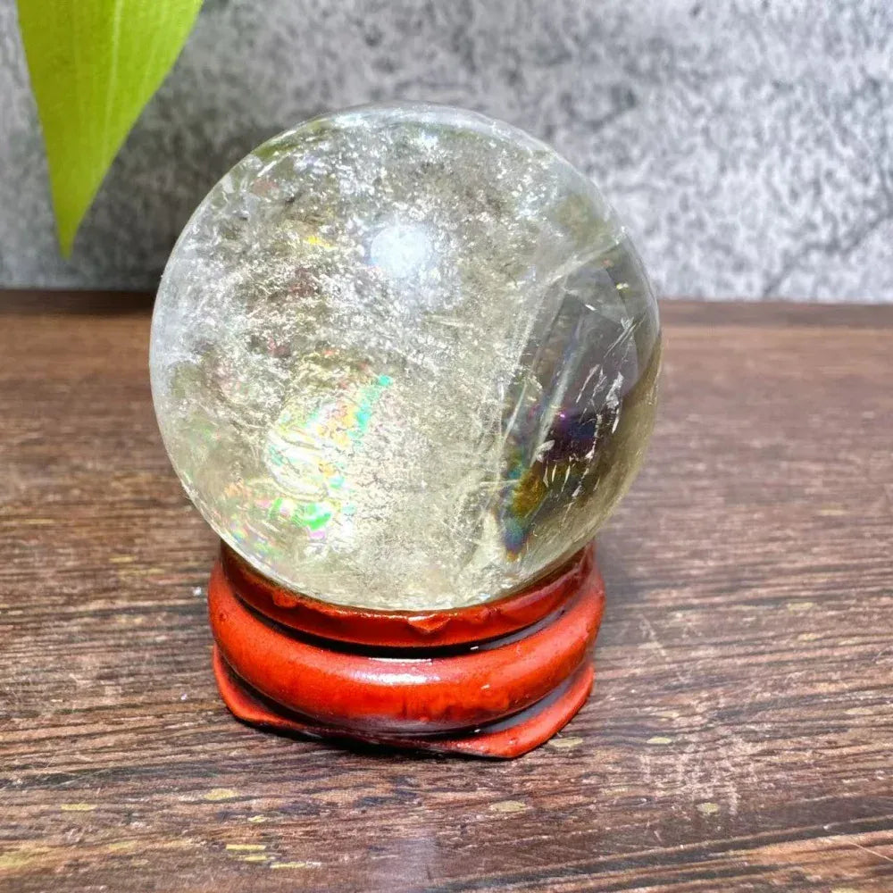 High Quality Natural Crystals Smokey Citrine Quartz Rainbow Sphere Cute Size Carckle Ball  Giftgift