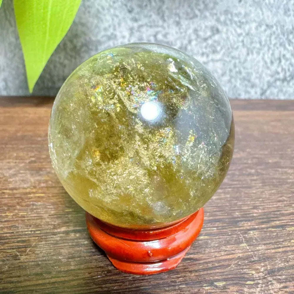 High Quality Natural Crystals Smokey Citrine Quartz Rainbow Sphere Cute Size Carckle Ball  Giftgift