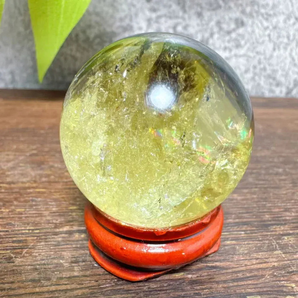 High Quality Natural Crystals Smokey Citrine Quartz Rainbow Sphere Cute Size Carckle Ball  Giftgift