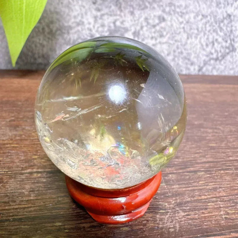 High Quality Natural Crystals Smokey Citrine Quartz Rainbow Sphere Cute Size Carckle Ball  Giftgift
