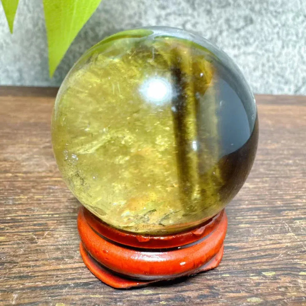High Quality Natural Crystals Smokey Citrine Quartz Rainbow Sphere Cute Size Carckle Ball  Giftgift