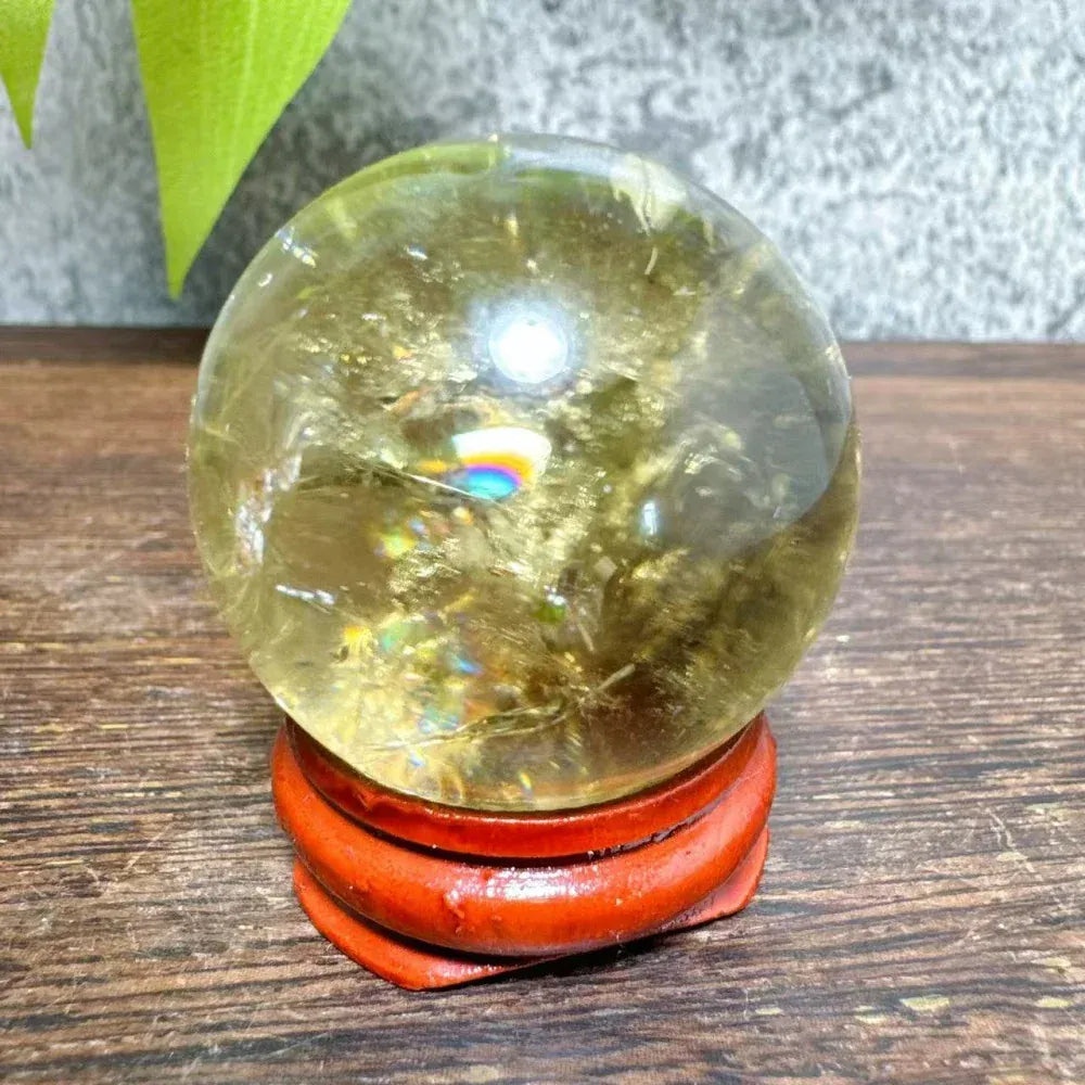 High Quality Natural Crystals Smokey Citrine Quartz Rainbow Sphere Cute Size Carckle Ball  Giftgift