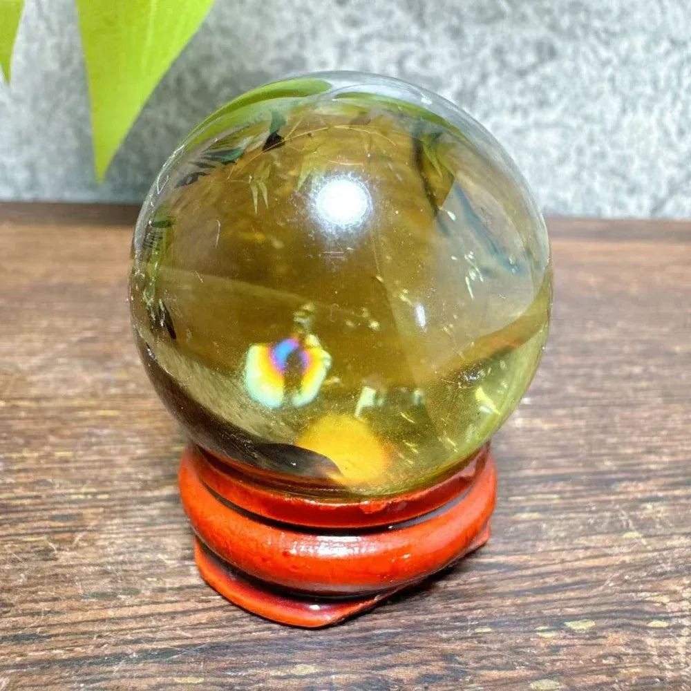 High Quality Natural Crystals Smokey Citrine Quartz Rainbow Sphere Cute Size Carckle Ball  Giftgift