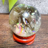 High Quality Natural Crystals Smokey Citrine Quartz Rainbow Sphere Cute Size Carckle Ball  Giftgift