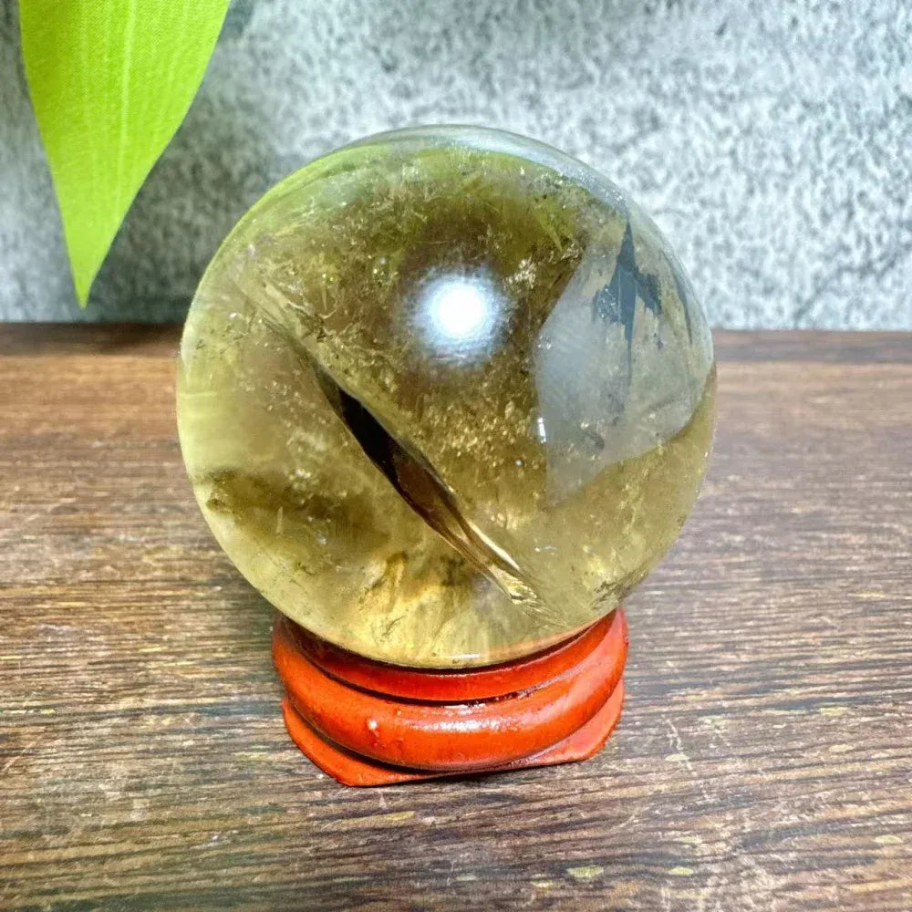 High Quality Natural Crystals Smokey Citrine Quartz Rainbow Sphere Cute Size Carckle Ball  Giftgift