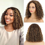 Highlight Ombre Deep Wave Bob Human Hair Wig 13x4 HD Lace Front Brazilian Hair 200% Density Pre-Plucked