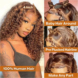 Highlight Ombre Deep Wave Bob Human Hair Wig 13x4 HD Lace Front Brazilian Hair 200% Density Pre-Plucked