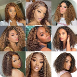 Highlight Ombre Deep Wave Bob Human Hair Wig 13x4 HD Lace Front Brazilian Hair 200% Density Pre-Plucked