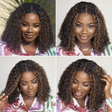 Highlight P4/27 Curly Bob Wigs 13x4 Lace Front Wig Brazilian Remy Human Hair Wigs Ombre Brown Deep Wave Short Bob Wig for Women