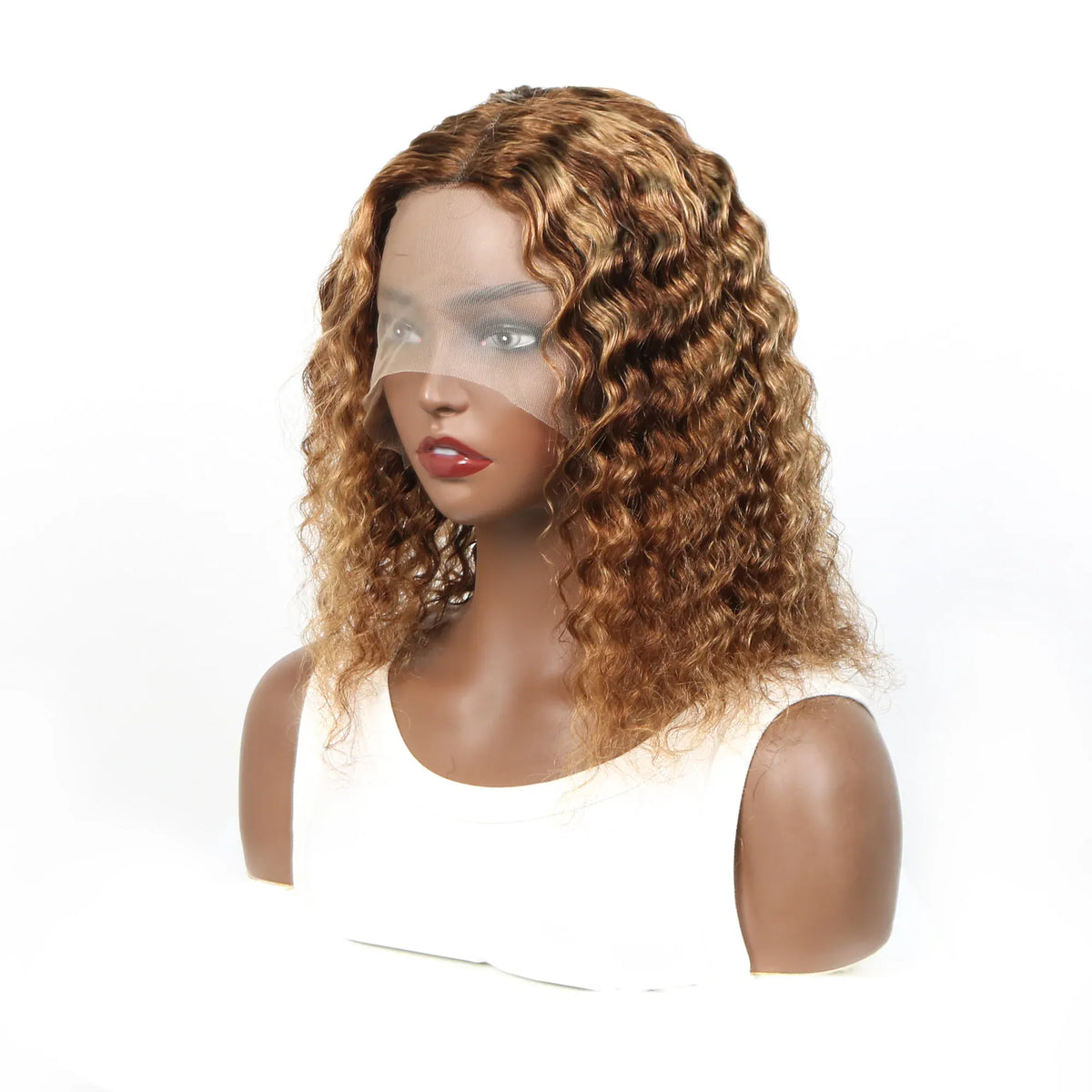 Highlight P4/27 Curly Bob Wigs 13x4 Lace Front Wig Brazilian Remy Human Hair Wigs Ombre Brown Deep Wave Short Bob Wig for Women