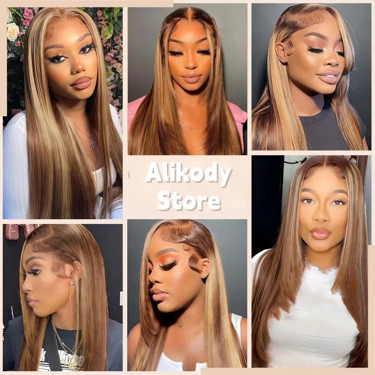 13x4 HD lace highlight wig, 250% density human hair wig with straight honey blonde style for women