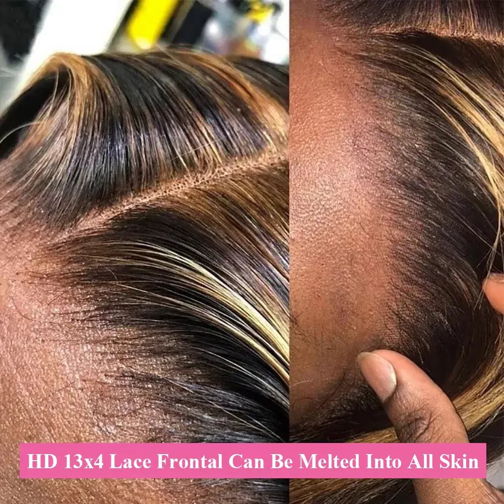 Highlight Wig 13x6 Hd Lace Frontal Wig Natural Hairline Pre Plucked 13x4 Bone Straight Honey Blonde 4/27 Colored Lace Front Wigs