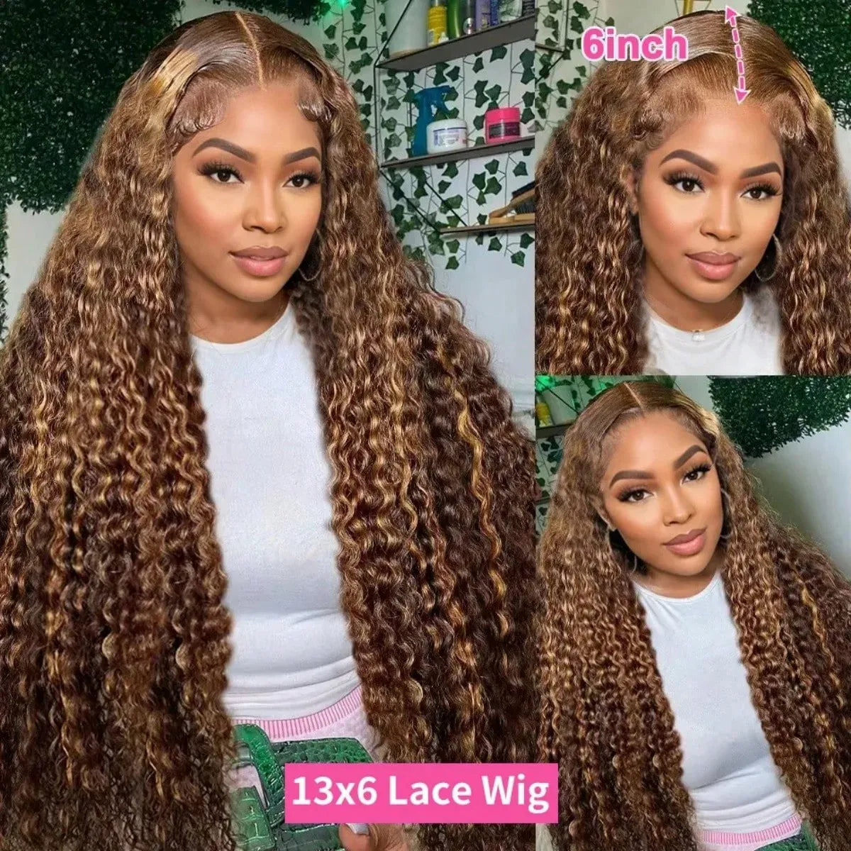 Highlight Wig Human Hair Ombre Loose Deep Wave 13x6 HD Lace Frontal Wigs 4/27 Color Water Wave Curly Lace Front Wig For Women