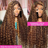 Highlight Wig Human Hair Ombre Loose Deep Wave 13x6 HD Lace Frontal Wigs 4/27 Color Water Wave Curly Lace Front Wig For Women