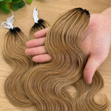 Honey Blonde #27 Body Wave Crochet Human Hair Extensions Feather Miracle Knots Pre Separated Invisible Knotless Braiding Hair  Natural Wavy Soft Lightweight Quick Install Reusable Boho Hairstyle For Women