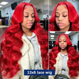 Hot Red 13x6 Hd Lace Frontal Human Hair Wigs Brazilian Colored Body Wave Lace Front Wig 13x4 5x5 Closure Wig For Women