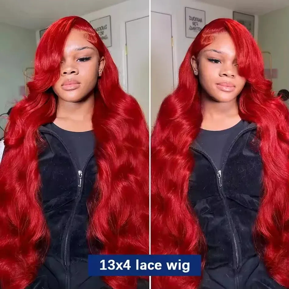 Hot Red 13x6 Hd Lace Frontal Human Hair Wigs Brazilian Colored Body Wave Lace Front Wig 13x4 5x5 Closure Wig For Women