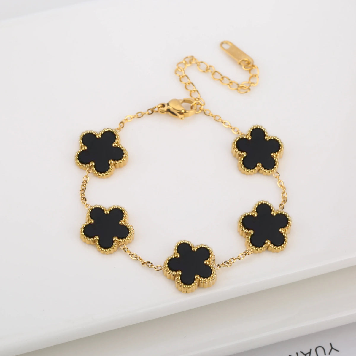 Hot Sale Stainless Steel Laser Five Leaf Flower Petal Adjustable Clover Bracelet Classic for Woman Girl Brand Jewelry Party Gift