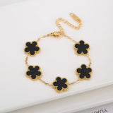 Hot Sale Stainless Steel Laser Five Leaf Flower Petal Adjustable Clover Bracelet Classic for Woman Girl Brand Jewelry Party Gift