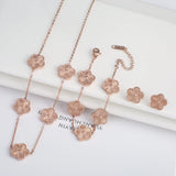Hot Sale Stainless Steel Laser Five Leaf Flower Petal Adjustable Clover Bracelet Classic for Woman Girl Brand Jewelry Party Gift