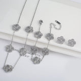 Hot Sale Stainless Steel Laser Five Leaf Flower Petal Adjustable Clover Bracelet Classic for Woman Girl Brand Jewelry Party Gift