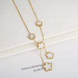 Hot Sale Stainless Steel Laser Five Leaf Flower Petal Adjustable Clover Bracelet Classic for Woman Girl Brand Jewelry Party Gift