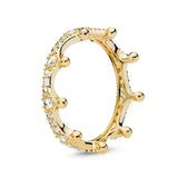 Hot selling 925 sterling silver exquisite gold series ring, sparkling heart-shaped crown ring, fashionable charm jewelry gift
