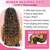 Human Braiding Hair For Boho Braids Body Wave Bulk For Braiding Knotless 100% Unprocessed Vietnamese Virgin Hair Extensions