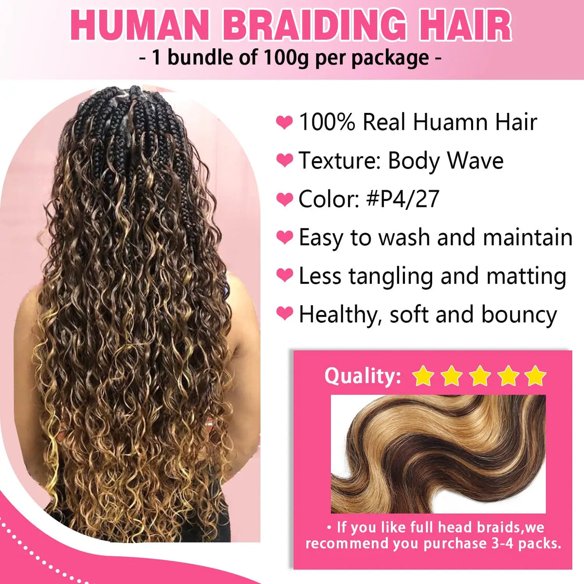 Human Braiding Hair For Boho Braids Body Wave Bulk For Braiding Knotless 100% Unprocessed Vietnamese Virgin Hair Extensions