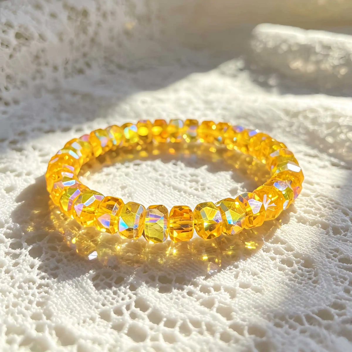 Icy Transparent Aurora Crystal Stretch Bracelet Healing Shimmer Beaded Bracelets Stackable Summer Layering Jewelry Gift Women