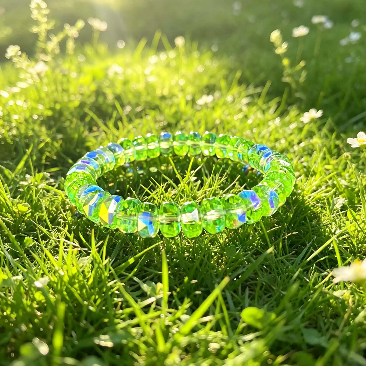 Icy Transparent Aurora Crystal Stretch Bracelet Healing Shimmer Beaded Bracelets Stackable Summer Layering Jewelry Gift Women