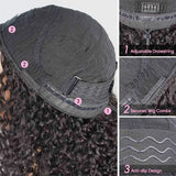 Indian Burmese Curly Half Wig Human Hair Wear Go Glueless Wig Chocolate Brown Seamless Clip Ins Flip Over 3 IN 1 Half Wigs