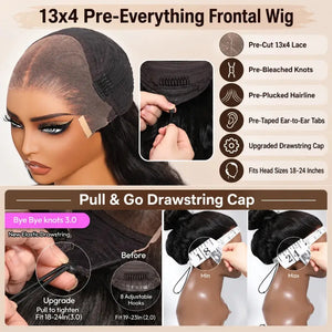 (Iris) 13x4 Transparent Lace Balayage Loose Wave Human Hair Wig With Wispy Bangs Glueless Pre-Everything Style