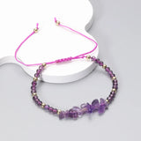 Irregular Green Aventurines Gravel Bracelets Natural Stone Amethysts Jasper Bracelets Women Adjustable Rope Braided Bracelets