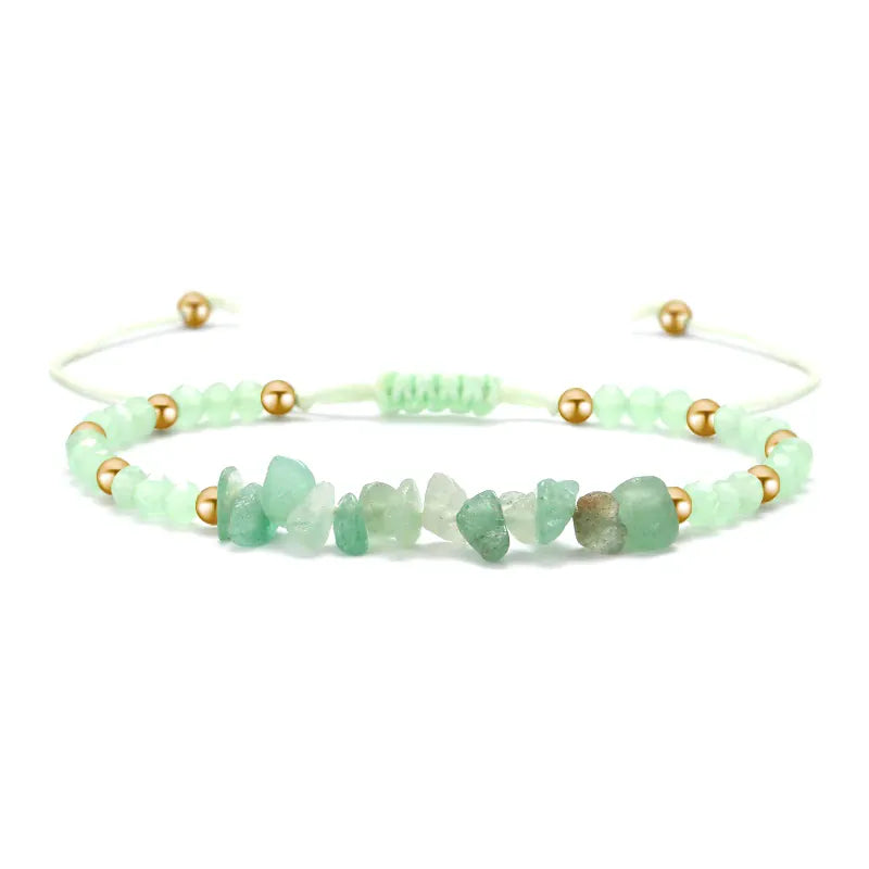 Irregular Green Aventurines Gravel Bracelets Natural Stone Amethysts Jasper Bracelets Women Adjustable Rope Braided Bracelets