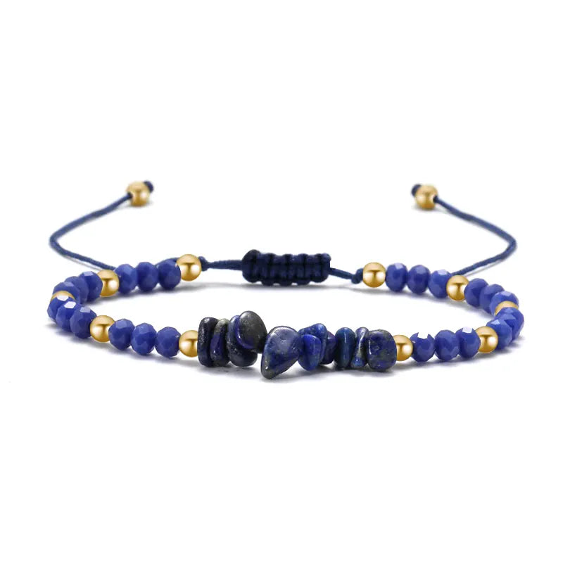 Irregular Green Aventurines Gravel Bracelets Natural Stone Amethysts Jasper Bracelets Women Adjustable Rope Braided Bracelets