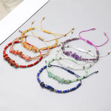 Irregular Green Aventurines Gravel Bracelets Natural Stone Amethysts Jasper Bracelets Women Adjustable Rope Braided Bracelets