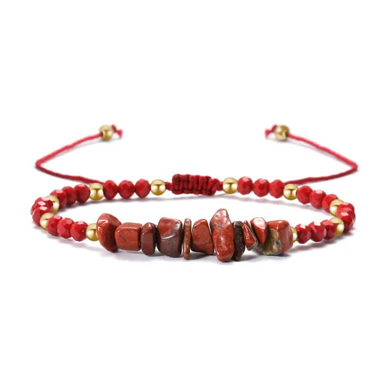 Irregular Green Aventurines Gravel Bracelets Natural Stone Amethysts Jasper Bracelets Women Adjustable Rope Braided Bracelets