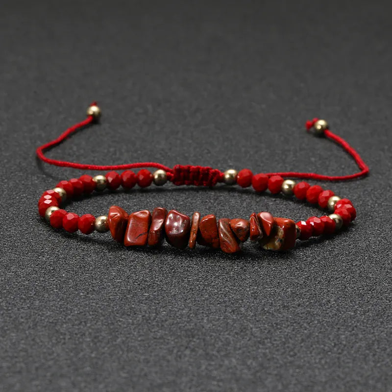 Irregular Green Aventurines Gravel Bracelets Natural Stone Amethysts Jasper Bracelets Women Adjustable Rope Braided Bracelets